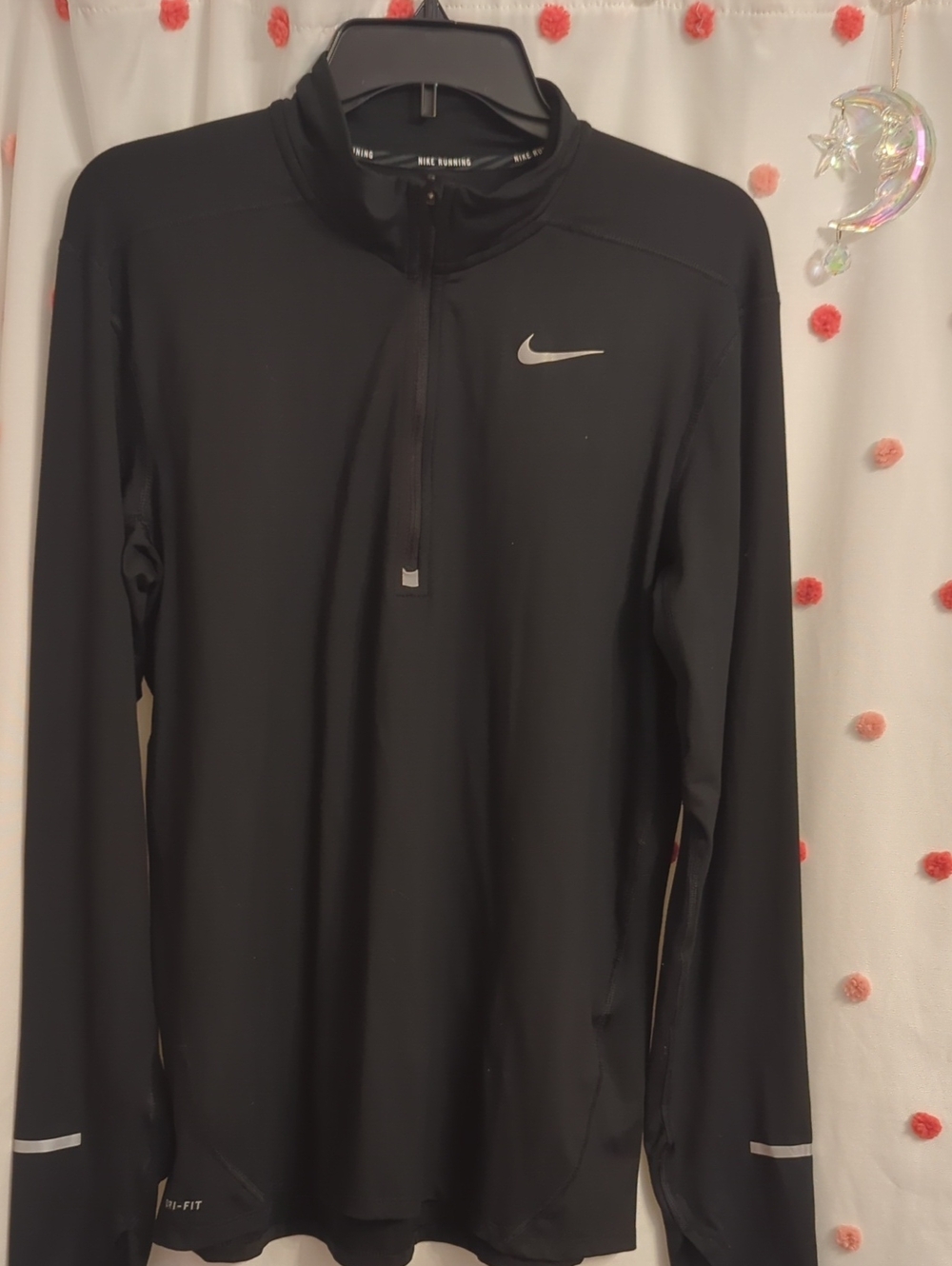Nike Black Long-Sleeve Swim Rash Guard with Reflective Swoosh